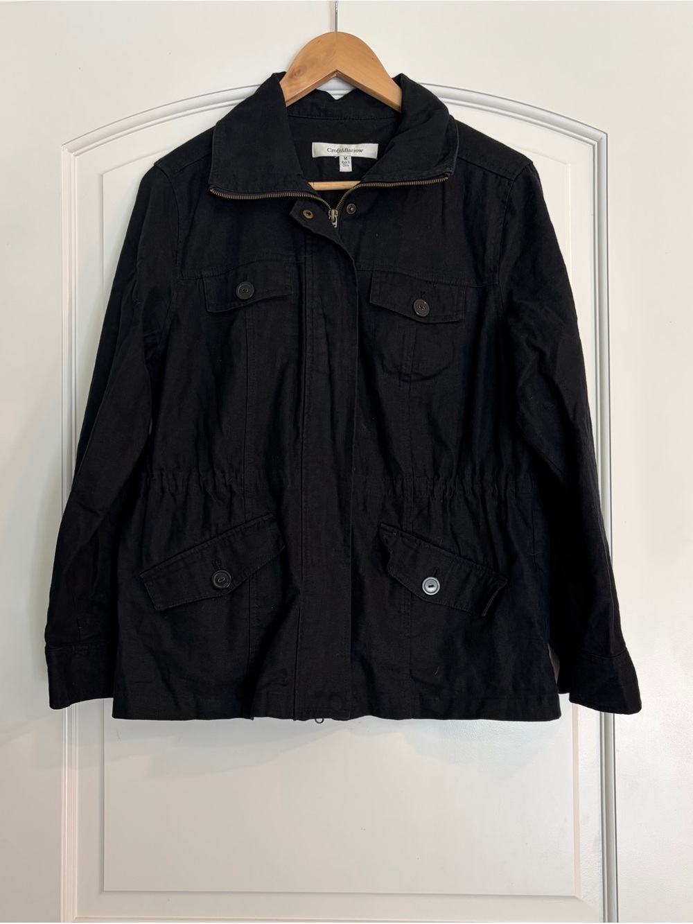 Croft & Barrow Utility Jacket Women’s Black Cotton Drawstring Lightweight Casual